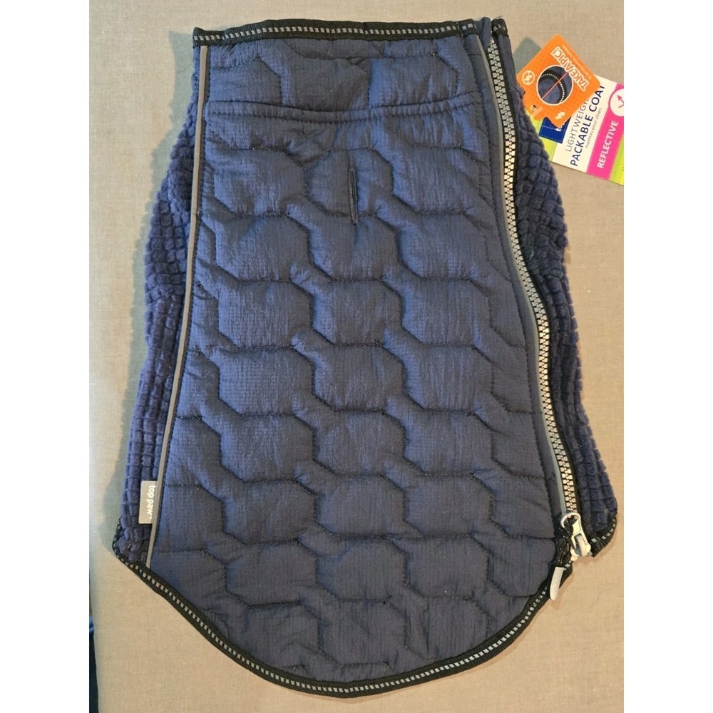 Top Paw Dog Coat Medium Navy Packable Reflective Lightweight Jacket NWT